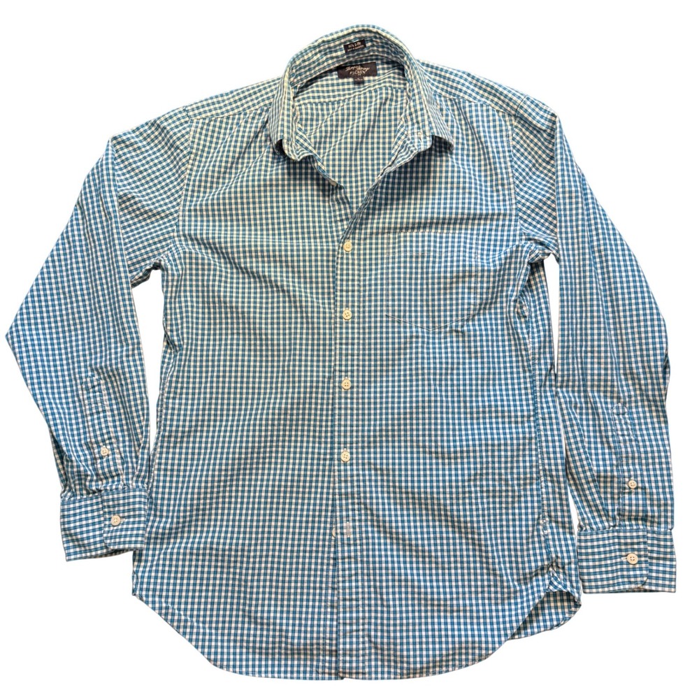J Crew Thompson Shirtings Mens Blue Gingham Button Down Shirt Size M‎ 15-15.5